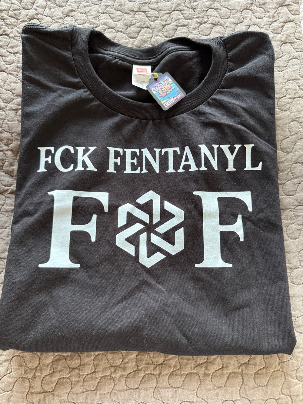 Hanes Black T-Shirt with White FCK FENTANYL Print